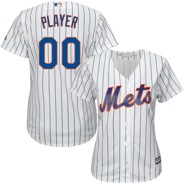 Women New York Mets Majestic White Royal Home Cool Base Custom MLB Jersey->customized mlb jersey->Custom Jersey